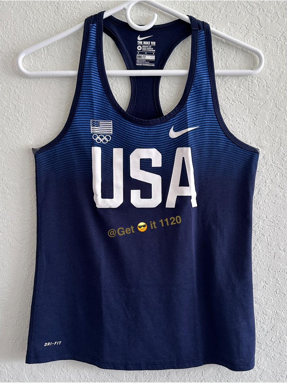 Nike Tee USA Olympic Women’s Sleeveless Tank Top Stripe Racer 801193-451 Blue